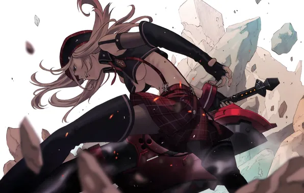 Обломки, девушка, камни, оружие, меч, god eater, arisa iriinchina amieera