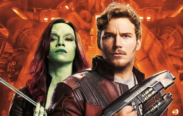 Картинка Movie, Gamora, Star Lord, Guardians Of The Galaxy Vol. 2