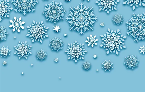 Снежинки, фон, christmas, blue, winter, background, snowflakes
