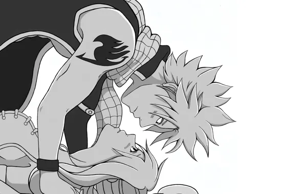 Аниме, арт, Fairy Tail, Нацу, Люси, Хвост феи