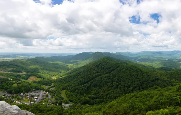 Зелень, лес, облака, горы, панорама, Вирджиния, США