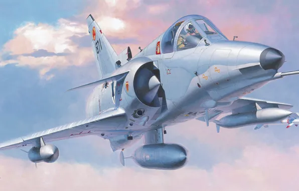 Картинка war, art, painting, aviation, Fighter, Israeli Air Force, Kfir C2