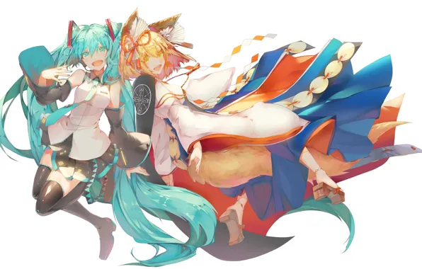 Девушки, аниме, арт, vocaloid, hatsune miku