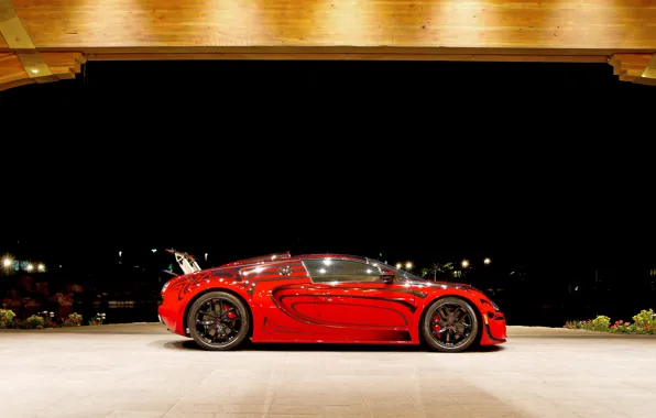 Красный, Bugatti, Veyron, Bugatti Veyron, гиперкар