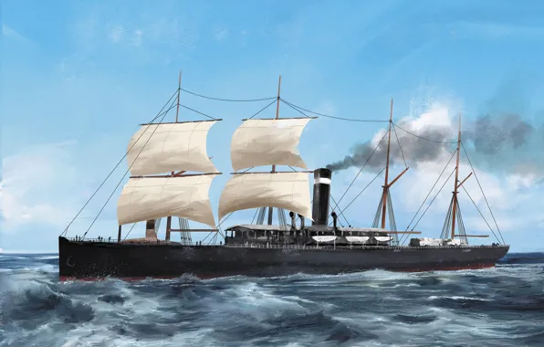 Волны, корабль, Transatlantic Ships, belgenland