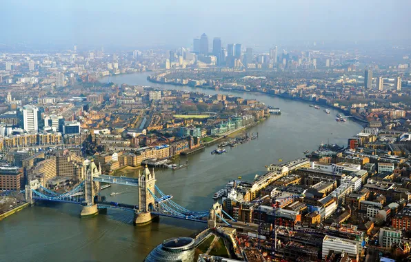 Картинка мост, река, Англия, Лондон, панорама, Темза, Тауэрский мост, Tower Bridge