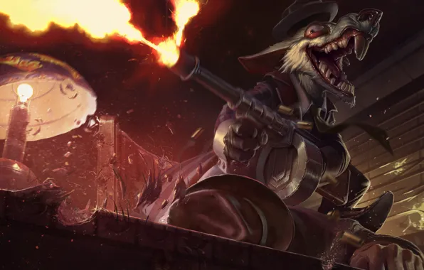 Лампа, фэнтези, пулемет, крыса, League of Legends, Riot Games, Twitch, Izzy Medrano