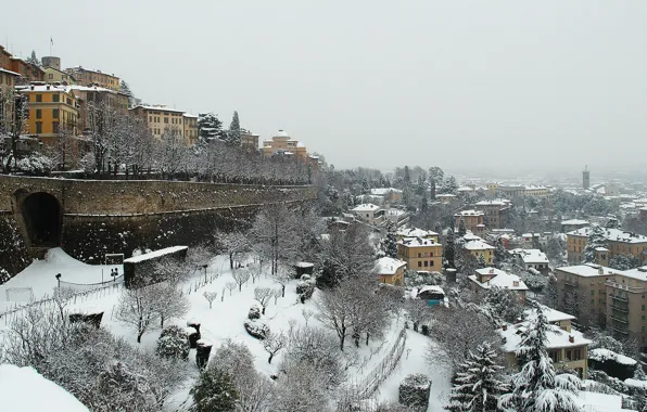 Картинка зима, снег, Италия, панорама, Italy, panorama, winter, snow