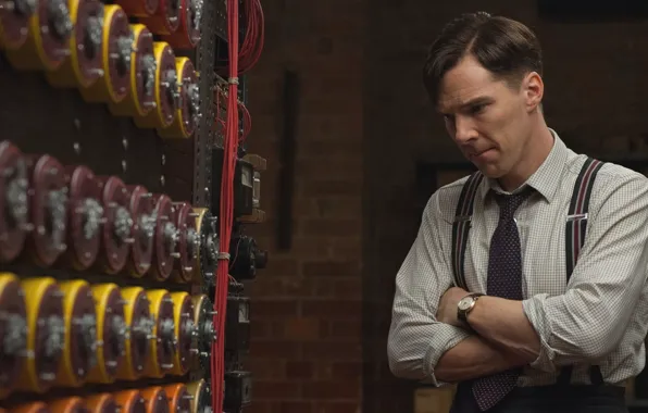 Бенедикт Камбербэтч, Benedict Cumberbatch, подтяжки, 2014, The Imitation Game, Игра в имитацию, изобретение