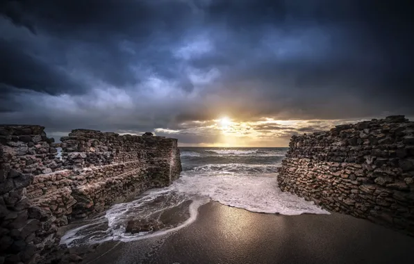 Картинка Andalusia, Ejido, Las Entinas, Cae el sol en Cabo de Gata