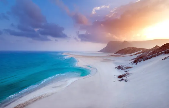 Картинка песок, пляж, облака, океан, красота, горизонт, лагуна, Sunshine