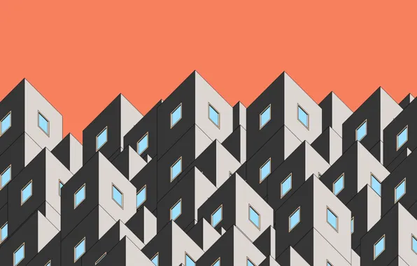 Картинка абстракция, дома, окно