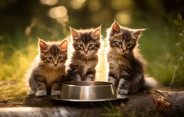 Кошка, лето, трава, взгляд, свет, кошки, природа, поза