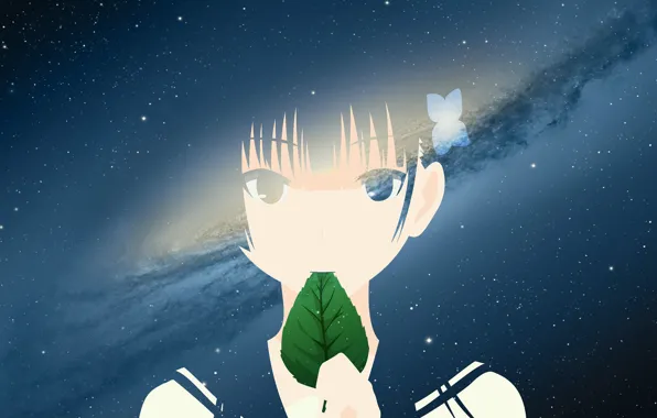 Девушка, космос, лист, Sankarea