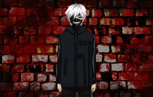 Стена, парень, Tokyo Ghoul, Токийский Гуль, Канеки Кен