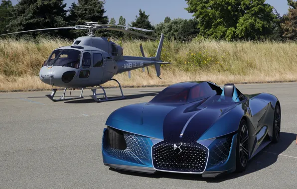 Concept, вертолёт, 2018, электромобиль, E-Tense, DS X, DS Automobiles