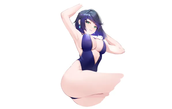 Girl, hot, sexy, blue, anime, babe, armpit, armpits