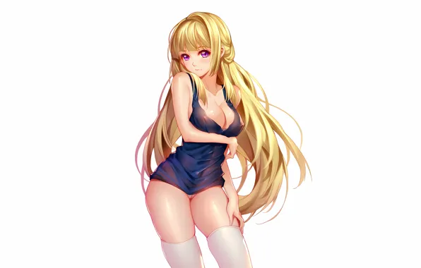 Girl, sexy, thighhighs, erect nipples, long hair, pussy, nipples, boobs