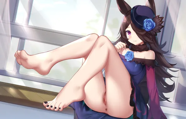 Girl, sexy, ass, long hair, dress, legs, pussy, hat