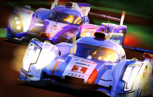Audi, toyota, art, Audi R18, きりしま重工業（AAE）, TOYOTA TS030 HYBRID, wec