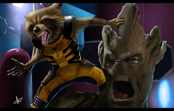 Арт, Rocket, Groot, guardians of the galaxy