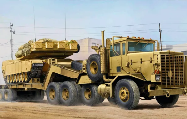 Картинка США, Oshkosh, Армейский тягач, Heavy Equipment Transport System, M911, HETS, M747