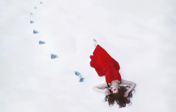 Картинка девушка, снег, поза