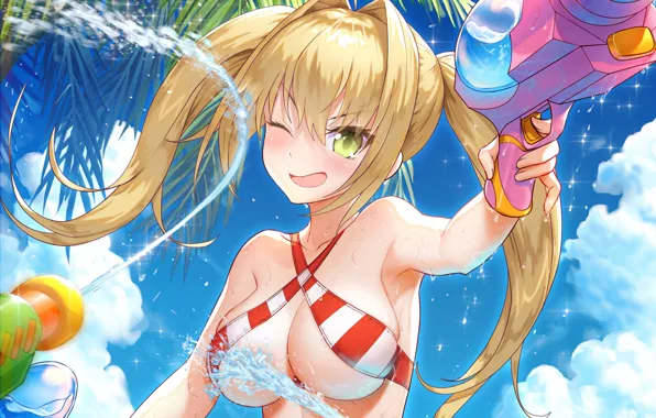 Girl, sexy, cleavage, long hair, boobs, anime, beautiful, pretty