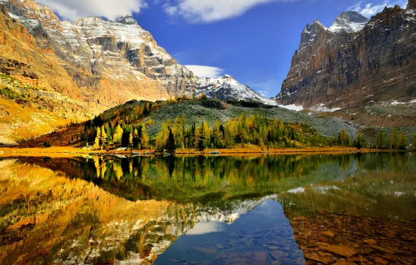 Горы, природа, озеро, отражение, скалы