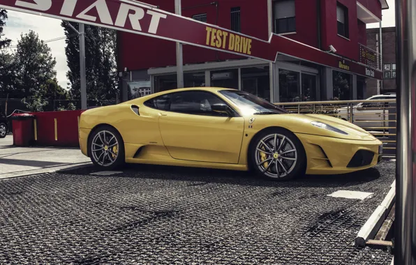 Картинка желтый, Ferrari, феррари, f430, yellow, скудерия, scuderia
