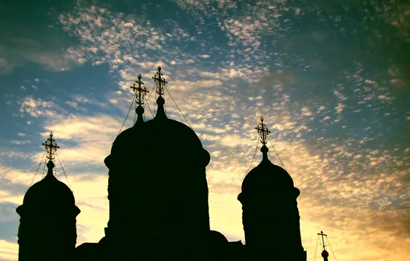 Небо, облака, церковь, Монастырь