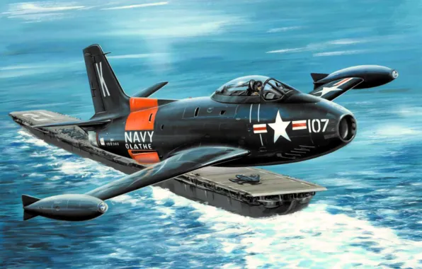 Картинка painting, North American FJ-1 Fury, aviation, art