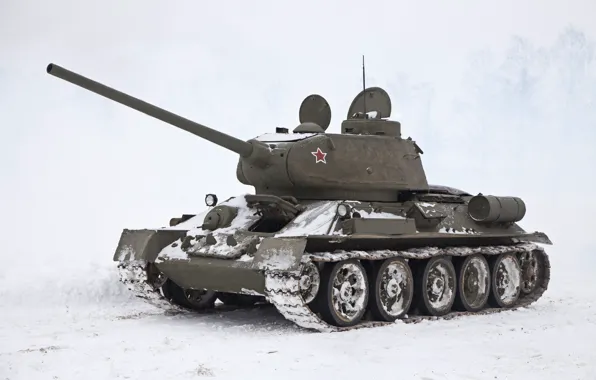 Картинка зима, снег, пушки, мощь, танк, вьюга, прорыв, пулеметы