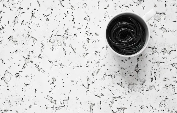 Фон, спагетти, Black and White, кружка белая