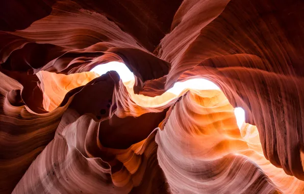 Свет, природа, скалы, текстура, Аризона, США, Каньон Антилопы