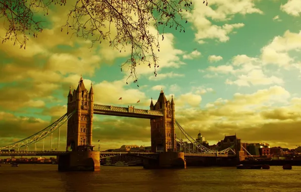 Река, лондон, Великобритания, Тауэрский мост, темза, Tower Bridge