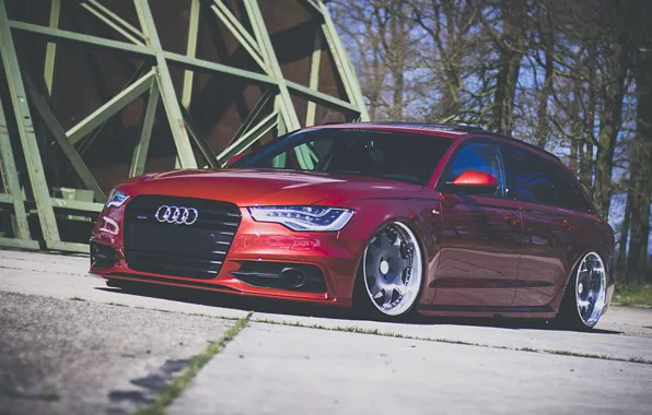 Картинка Audi, red, wagon, stance, avant