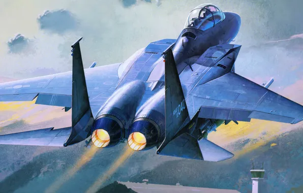 Рисунок, взлёт, истребитель-бомбардировщик, Republic of Korea Air Force, slam eagle, F-15K