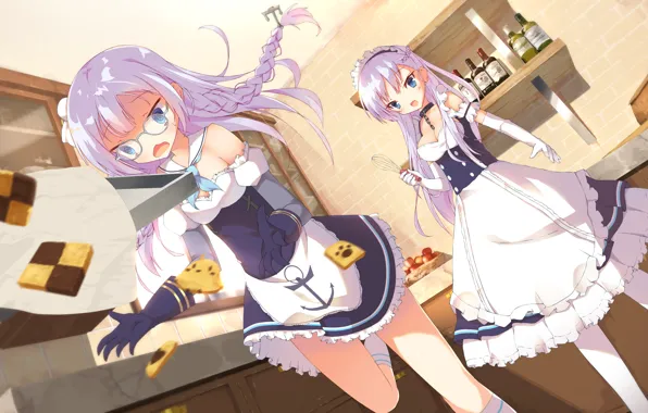 Девочки, аниме, арт, azur lane