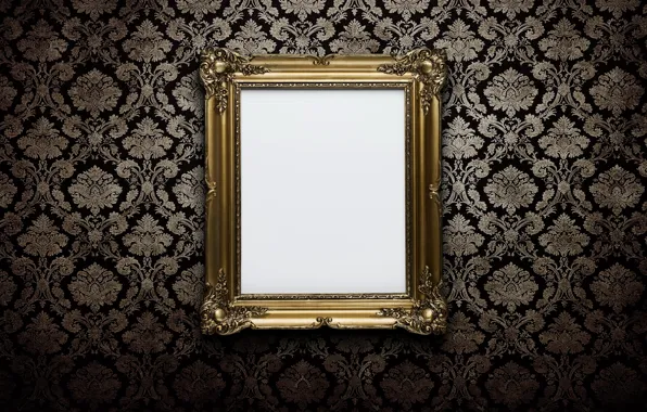 Wall, white, gold, frame