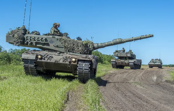 Картинка дорога, танки, Leopard 2A6