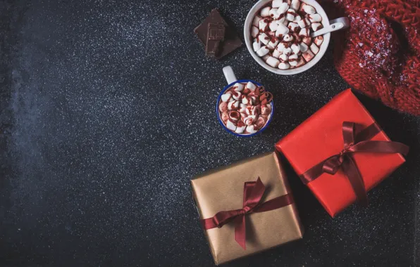 Настроение, праздник, Рождество, чашки, подарки, Новый год, cup, chocolate