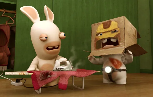 Картинка кролик, iron man, Rabbids, утюг, Raving rabbids