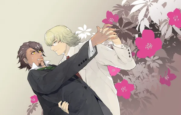 Цветы, танец, арт, парни, Tiger and Bunny