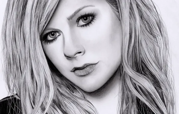 Рисунок, портрет, карандаш, Avril Lavigne