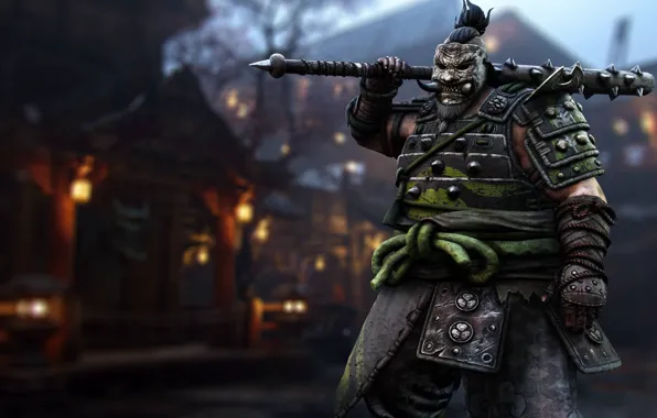 Game, armor, weapon, man, samurai, mask, japonese, For honor