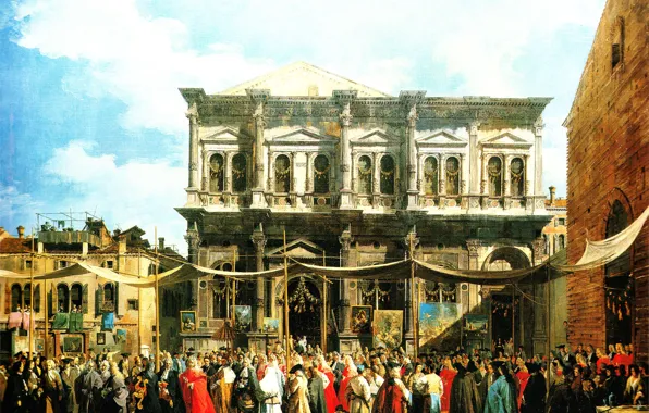 Картина, городской пейзаж, Canaletto, Каналетто, Giovanni Antonio Canal, Праздник Святого Роха