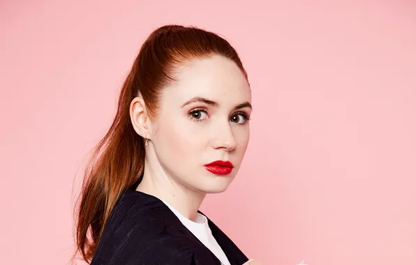 Взгляд, фон, портрет, актриса, рыжеволосая, Карен Гиллан, Karen Gillan