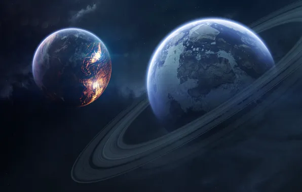 Планета, Космос, Планеты, Planets, Кольцо, Арт, Space, Art