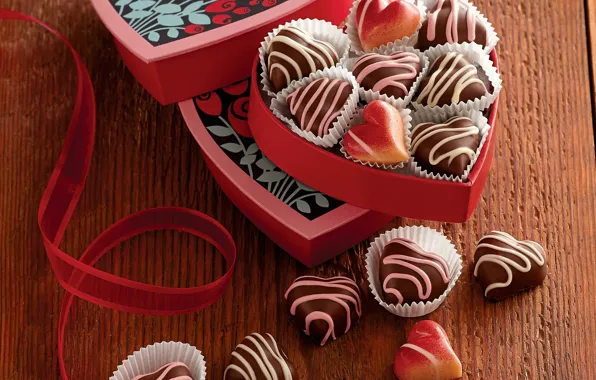 Любовь, праздник, сердце, шоколад, конфеты, red, love, i love you